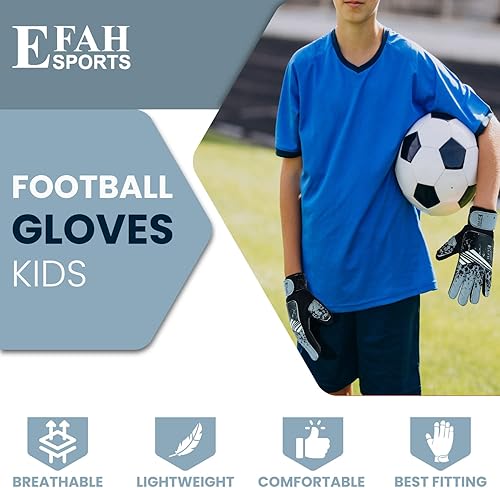 Miniatura 4 de Guantes de portero de fútbol para niños y jóvenes, guantes de portero de fútbol con agarres fuertes