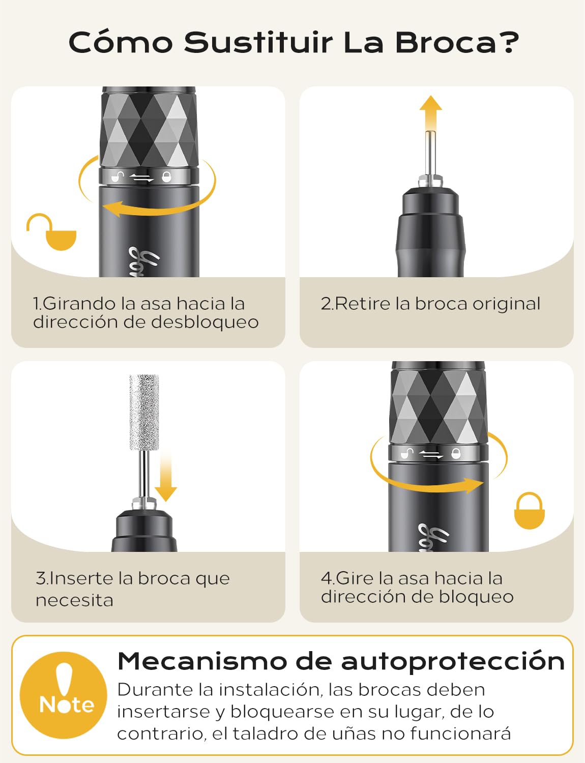 torno para uñas profesional 35000 RPM USB recargable 10H+ duración de la batería con 12 brocas lima electrica uñas para uñas de acrílico y gel- torno de uñas portátil para salón y uso doméstico