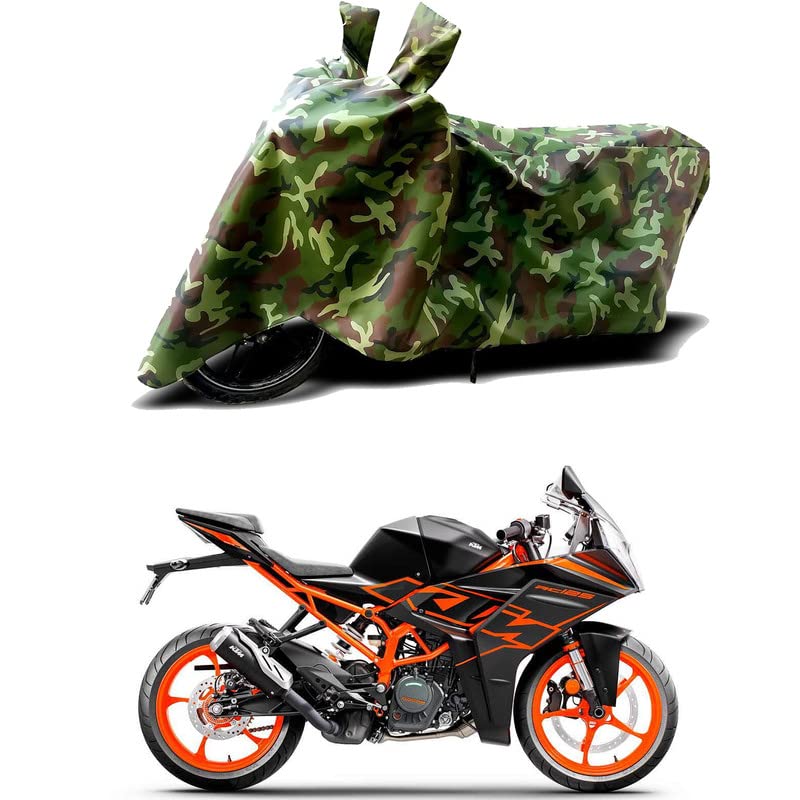Image of 100% Water Resistant Full Bike Scooty Two Wheeler Body Cover Compatible for KTM RC 125 /UV-Rays /Heat Protection /Birds Dropping /Scratchproof /Dust Proof /Waterproof /All Varients[Green MJ]