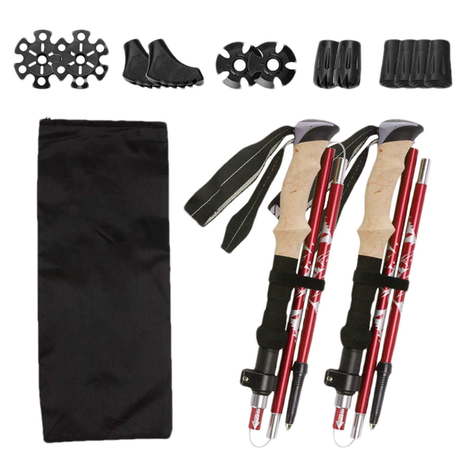 Bastoni telescopici da trekking per viaggi, bastoncini da trekking telescopici – Peso leggero e regolabile per escursioni e trekking | Supporto leggero per bilanciamento, accessori ammortizzanti per