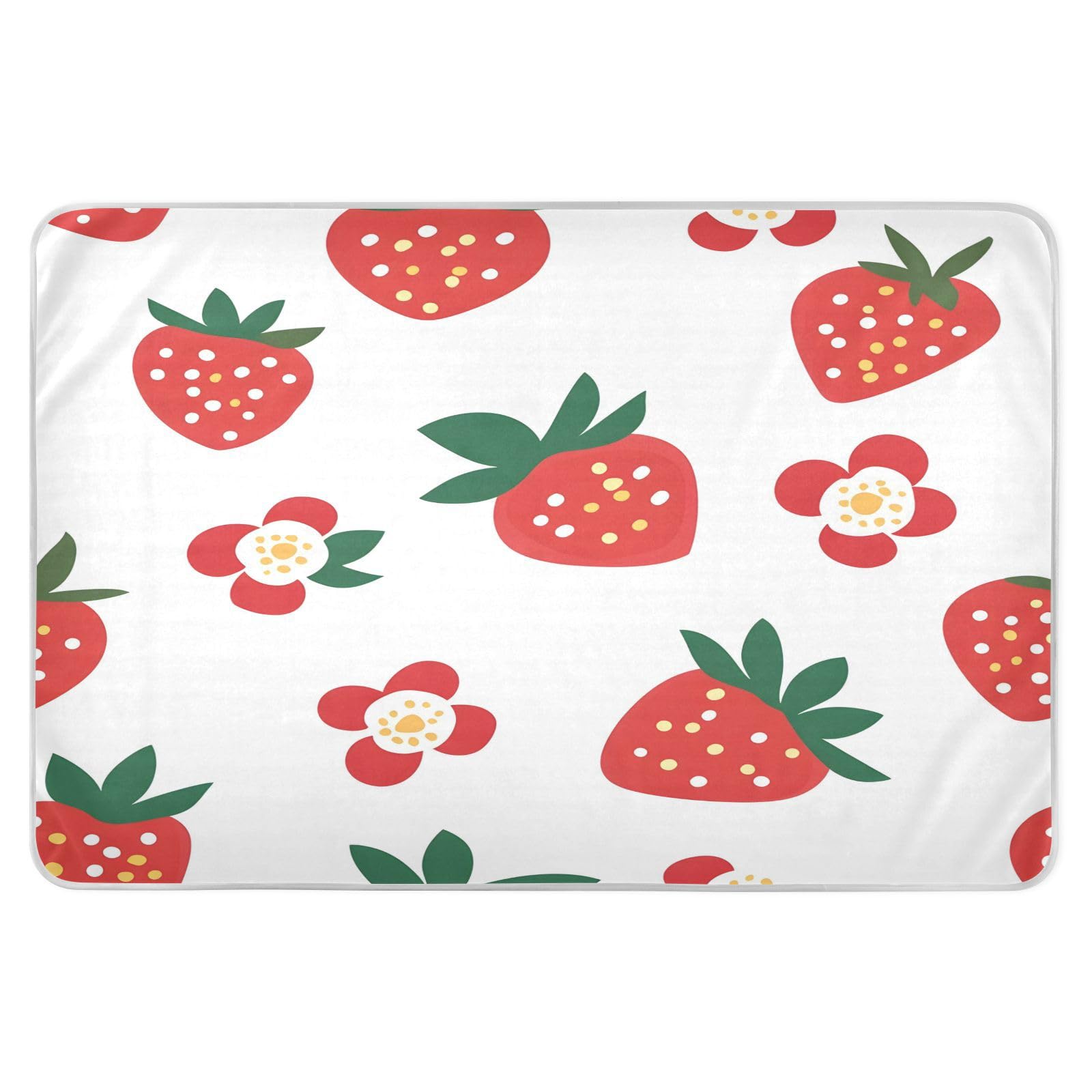 BOESI Doodle Strawberry and Flower Pattern Waterproof Pads for Bedwetting and Incontinence, Reusable Pads, Reusable Diaper Pads for Bed, Sofa, Travel