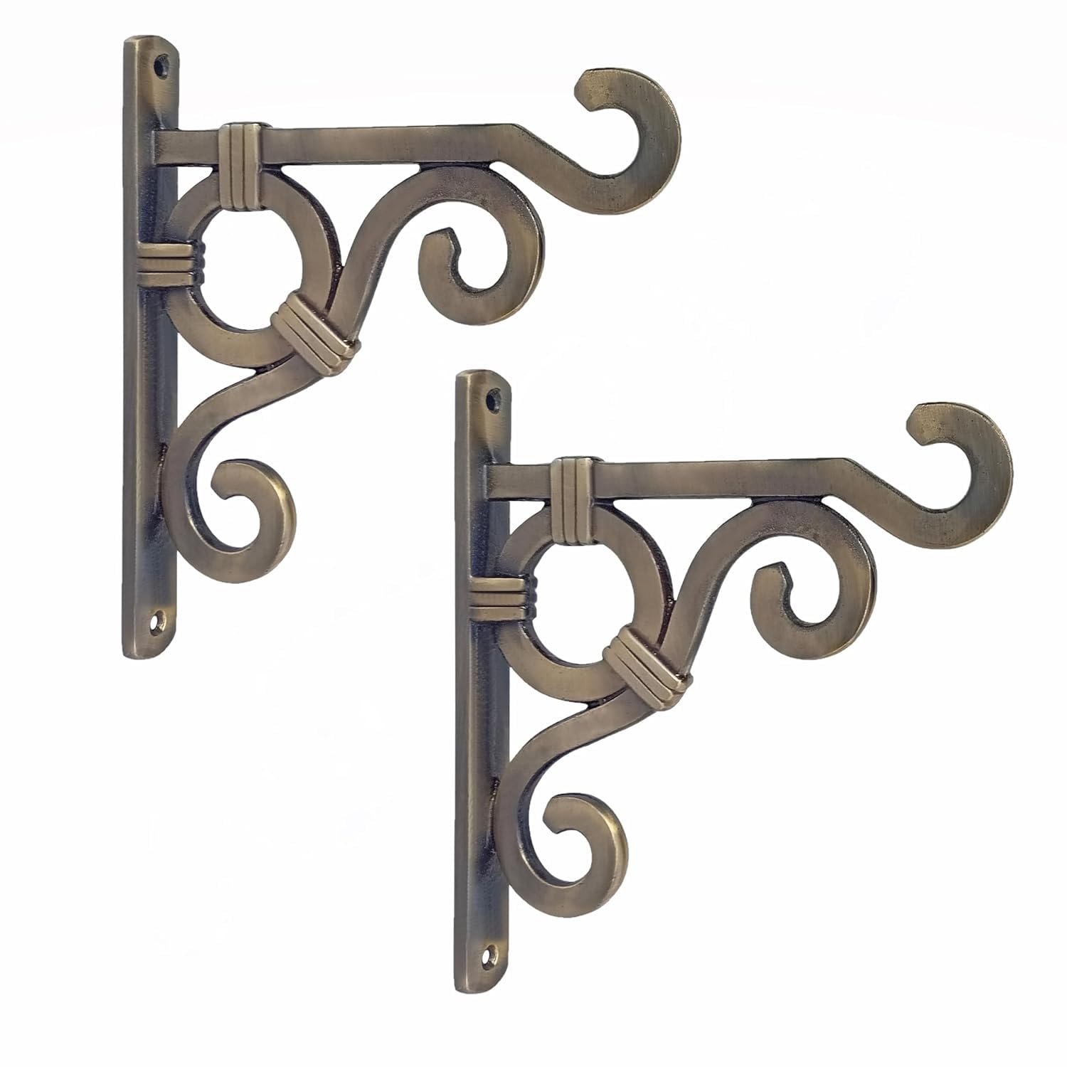 Growfynd ® Metal Wall Hook Hanging Plant Bracket Brass Antique Finishing | Decorative Straight Plant Hanger for Pots, Bird Feeders, Planters, Lanterns, Cotton, Wind Chimes Indoor Outdoor (Pack of 2)-image-49