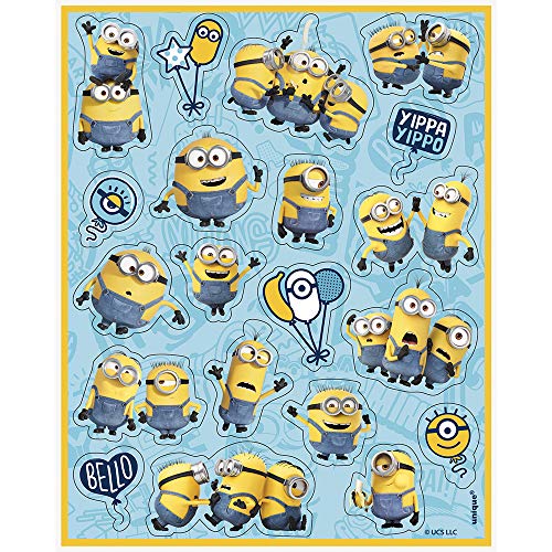Multicolor Minions 2 Sticker Sheets (4 Count) - Eye-Catching Fun & Collectible - Perfect for Kids Parties DIY Projects & More