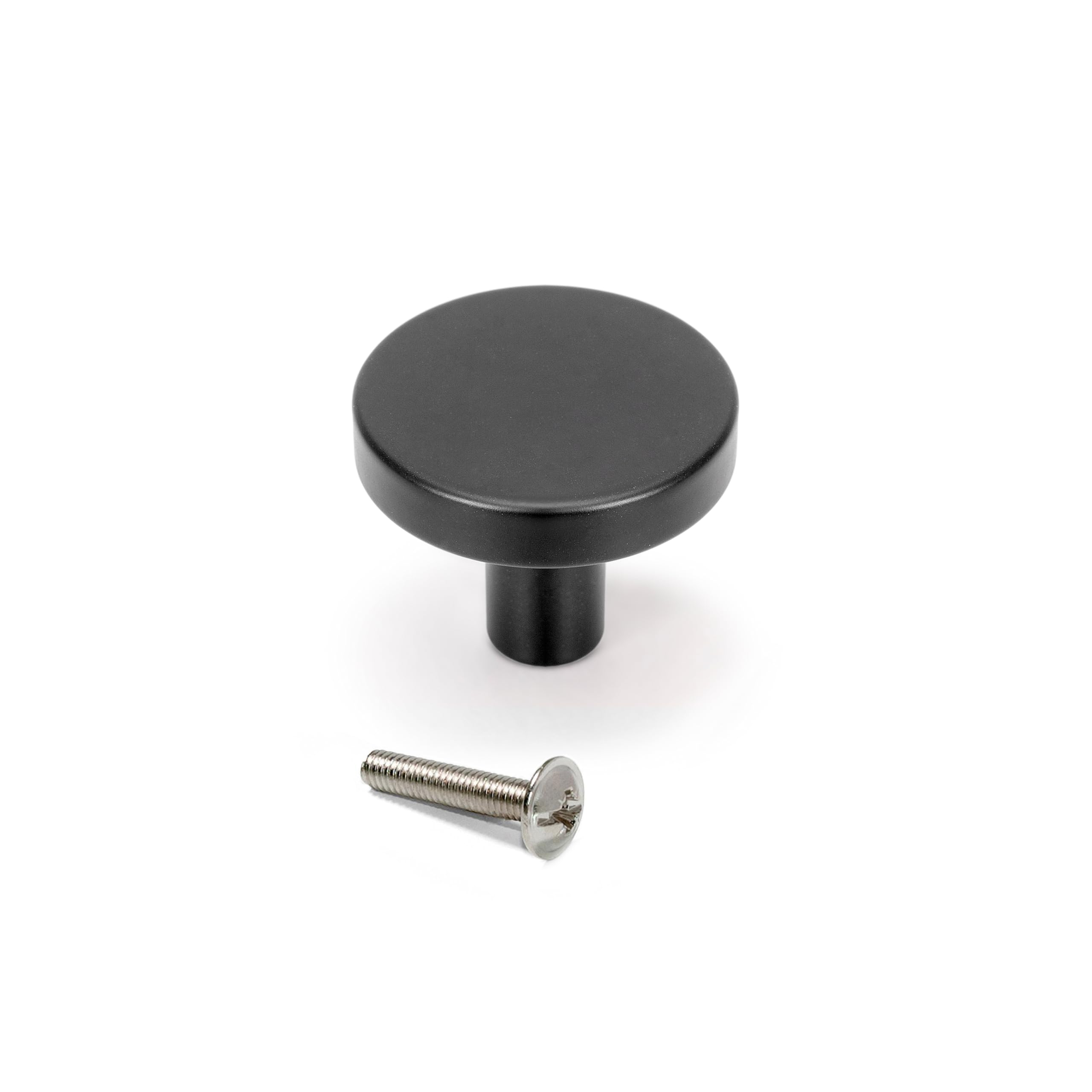 Emuca - Lot de 10 Furniture knobs, Diameter 30mm, Aluminium, Black Painted - Image 3