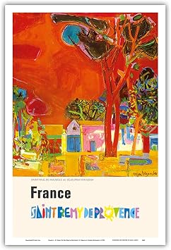 France - Provence St. Remy - St. Paul Monastery Resting Place Van Gogh - Vintage Travel Poster by Roger Bezombes c.1970s - Master Art Print Unframed 12in x 18in