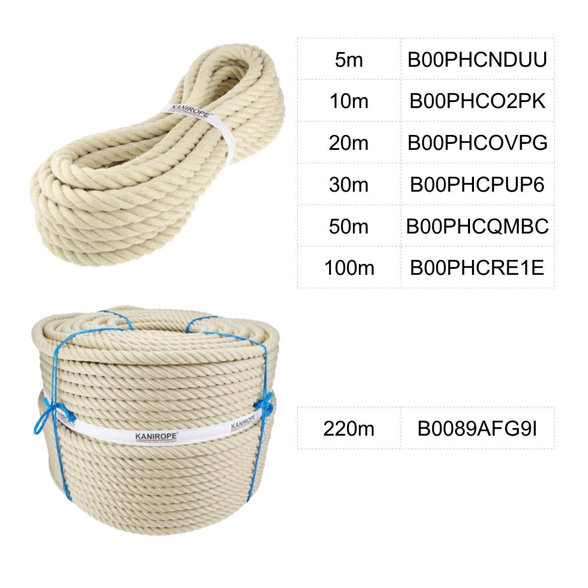 Polyhemp cuerda de cáñamo Poly (20 mm 10 m trenzado grado "A"