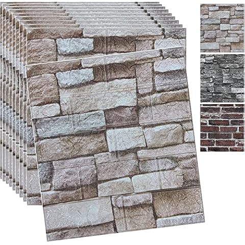 20PCS 3D Wall Panels Peel and Stick Faux Stone Wallpaper Cover