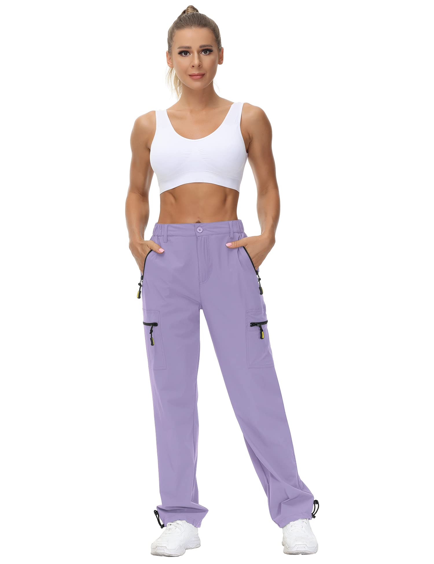 VVK Damen-Cargohose, leicht, schnell trocknend, Outdoor-Sporthose, Camping, Klettern, Golf, Reißverschlusstaschen