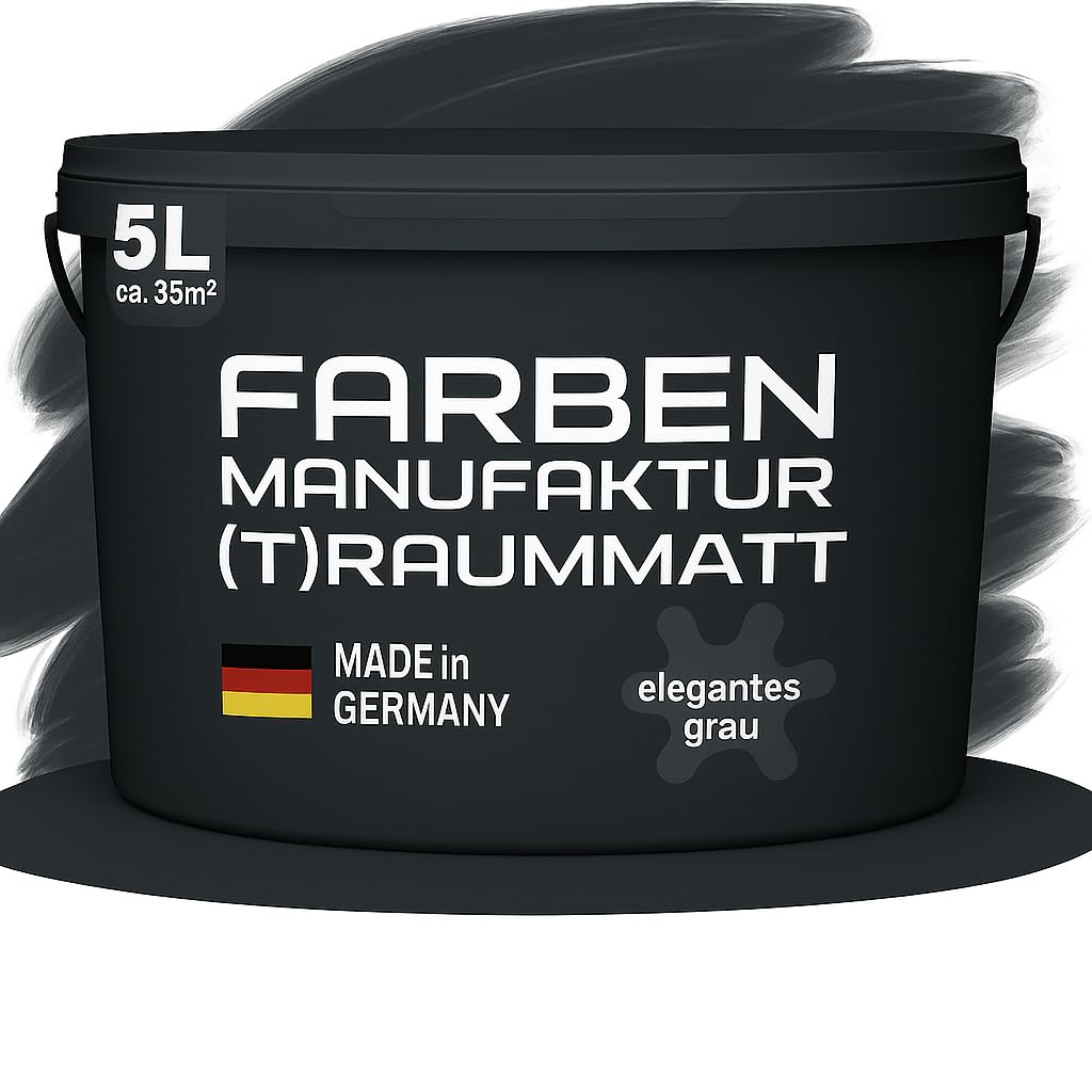 Farby Manufaktur (T) farba do ścian wewnętrznych farba dyspersyjna farba do wnętrz farba dyspersyjna 2022 1/2/5/10 l, kolor: elegancki szary, rozmiar: 1 l