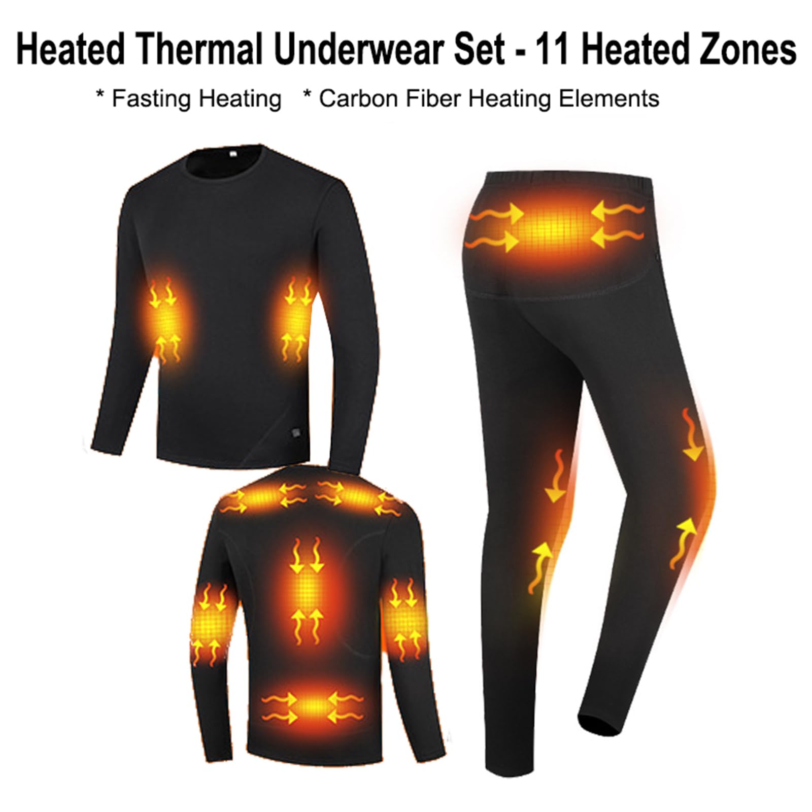 Set di Biancheria Intima Termica Riscaldata per Uomo Donna, 11 Zone di Riscaldamento, Set Strato Base Riscaldato Elettrico USB(Top + Pantaloni), per All'Aperto Caccia Sci,3XL, Navy-Men