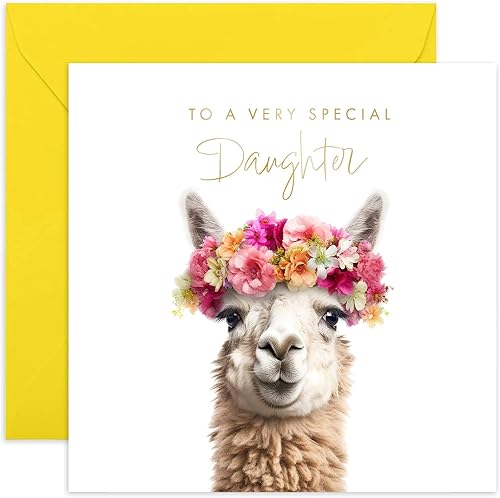Old English Co. Llama Very Special - Tarjeta de cumpleaños para hija, bonita tarjeta de cumpleaños con diseño floral de llama para ella, lindas Old English Co. Llama Very Special - Tarjeta de cumpleaños para hija, bonita tarjeta de cumpleaños con diseño floral de llama para ella, lindas