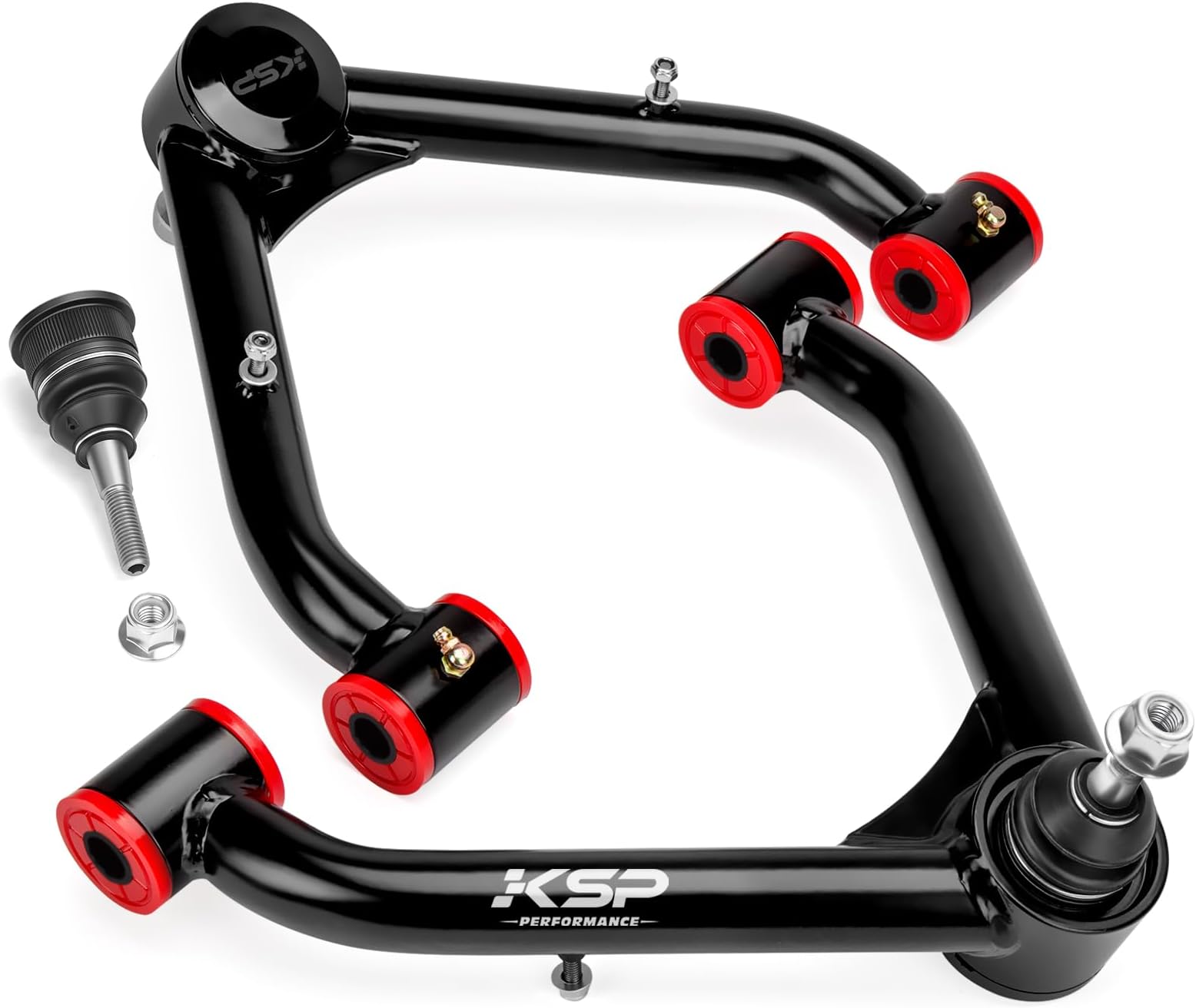 KSP Front Upper Control Arms for Silverado Sierra 1999-2006, 2-4" Adjustable Tubular A-Arm Replacement Factory/Stock Suspension Arms After 2-4 inches Lift On Chevy GMC 4WD 4X4 RWD, 2PCS Black