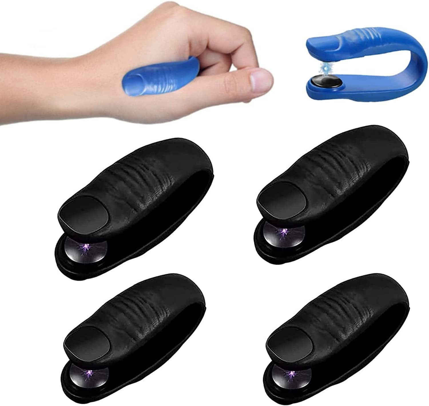 MEFESE Sugar Control LI4 Acupressure Point Clip, Clip to Lower Blood Sugar, Acupressure Hand Pressure Point Clip Migraine Relief Clip for Migraine Tension Anxiety Pain Relief (Color : Black-4pcs)