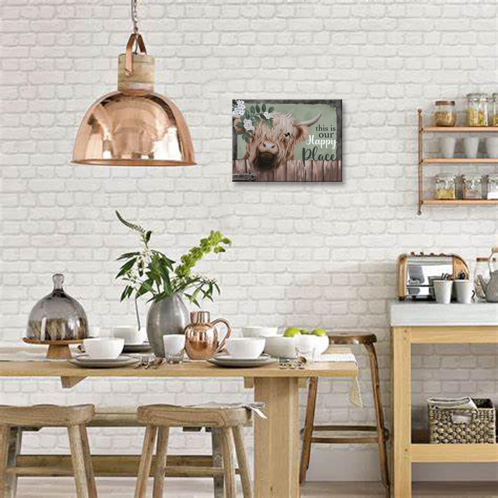 Carino Highland Mucca Country Farmhouse Stampa su tela Rustico Camera
