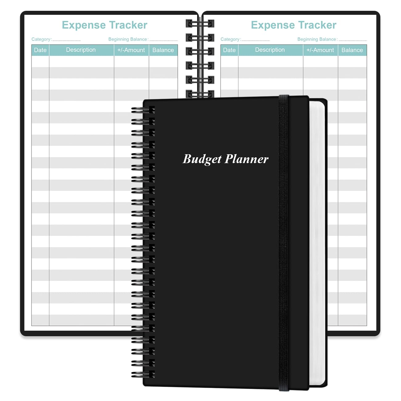 Budget Planner - A6 Expense Budget Tracker, Budget Book for Ledger Book, Money Organizer for Wallet, 3.75" x 6.75", Black