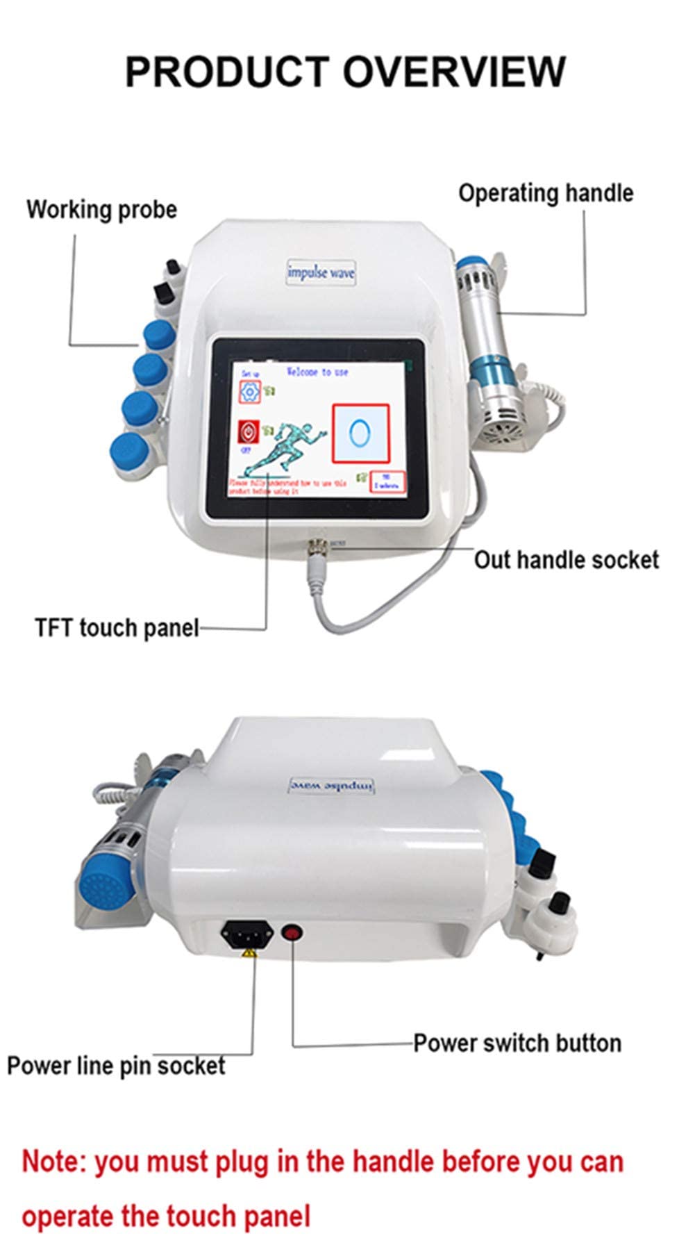 Máquina de Terapia de Ondas de Choque Dispositivo de Alivio de Dolor de Onda de Choque físico, ED Profesional Masajeador Corporal De Ondas De Choque Electromagnéticas