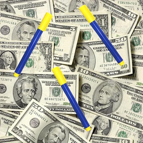 5 StüCk GeldscheinprüFer Stift,GeldprüFstift,Falschgeld Geld PrüFer Geldscheine,13.5x1.3cm Tragbar Wasserbasis-Tinte, Falschgeld Detektor FüR Euro Dollar Pfund, Ohne Banknote BeschäDigung
