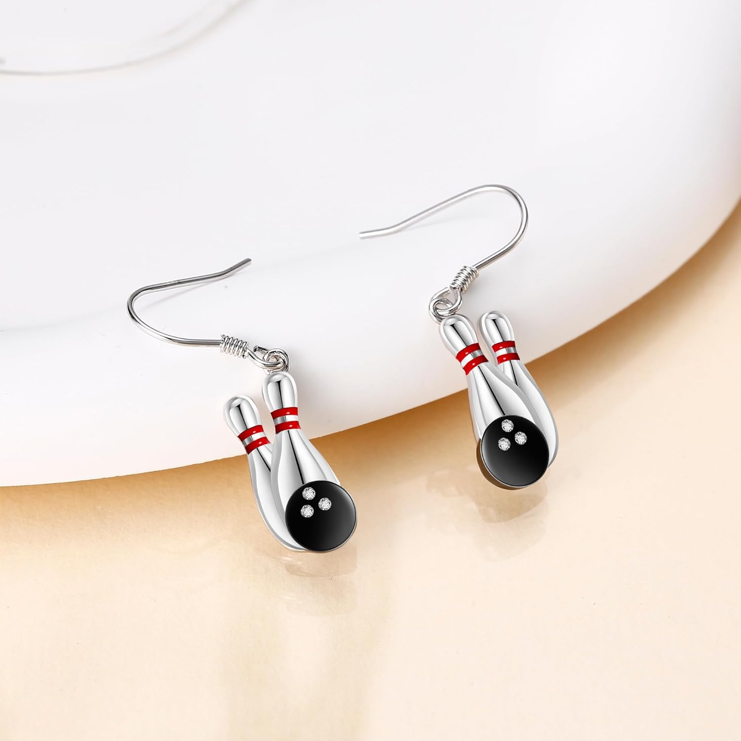 Ball Gifts Earrings Sterling Silver Bowling Ball Pickleball Soccer Dangle Drop Earrings Bowling Balls Soccer Jewelry for Women