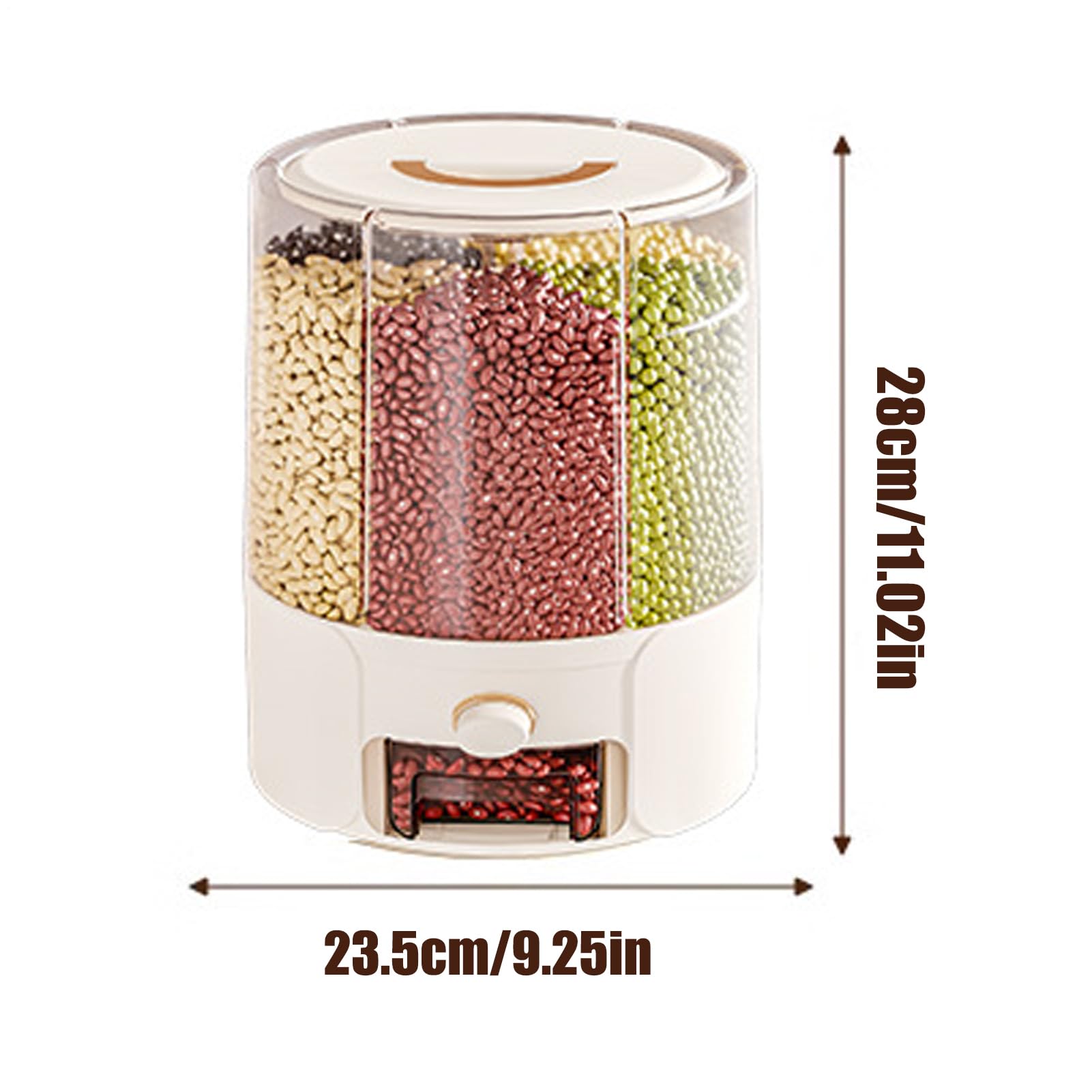 Genérico Recipiente para Arroz - Cubo Giratorio Para Arroz - Barril Sellado Anti Insectos Anti Humedad Alimentario Con Divisores Para Granos Legumbres Cereales Snacks Mascotas Uso En Cocina