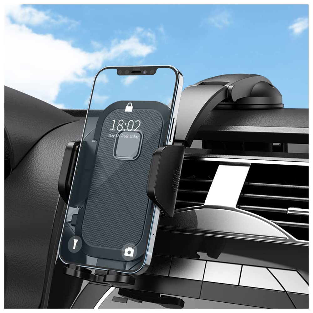 wedfish Car Phone Mount,Universal Strong Suction Cup Dashboard Phone Mount for Car,Anti-Shake Handsfree 360°Rotatable Cell Phone Holder,for iPhone 13 12 14 Pro Max/All Smart Phones