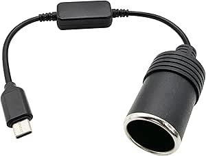 Kallaudo USB C to 12V Cigarette Lighter Adapter, 1Ft