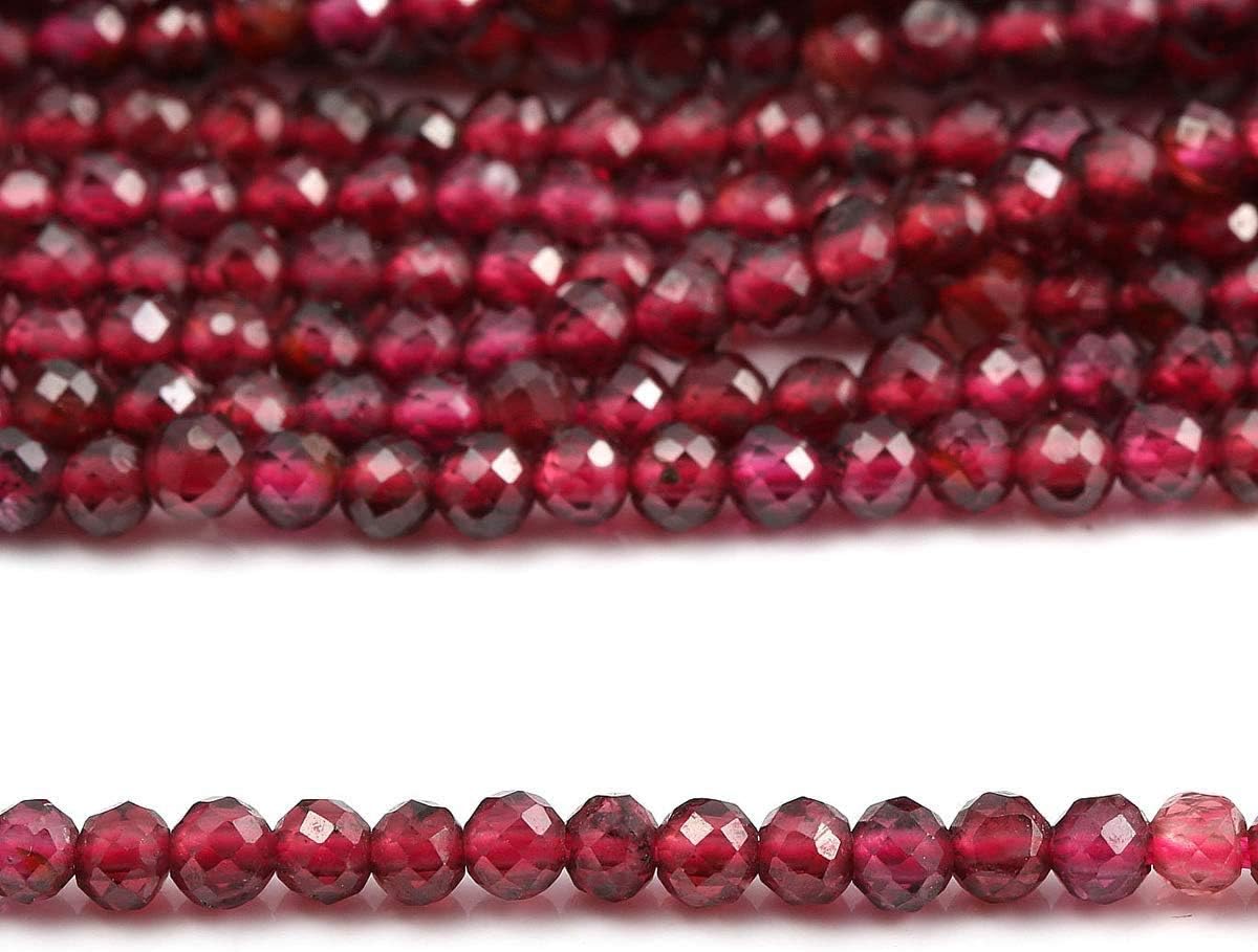 2 Strands Natural Stone Beads Garnet Gemstone Faceted Loose Beads for Jewelry Making Necklace Length 15" Size 2mm - Image 5