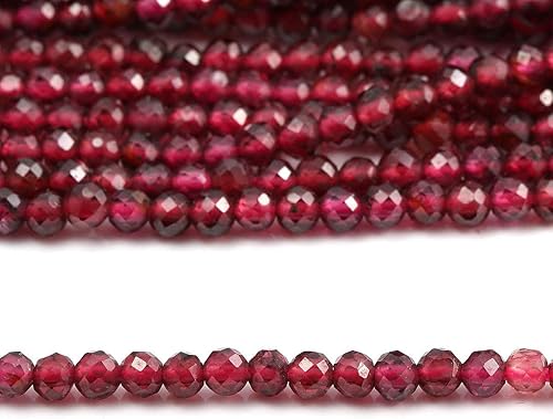 Miniatura 5 de 2 hebras de cuentas de piedra natural granate, cuentas sueltas facetadas para hacer joyas, collares, longitud de 15 pulgadas, tamaño 0.079 in