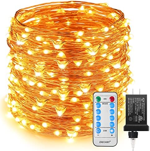 ZAECANY LED String Lights 99ft 300 LEDs Fairy String Lights for Bedroom, Patio, Indoor/Outdoor Copper String Lights for Birthday, Wedding, Party, Plug in Fairy Lights with Remote, 8 Modes Warm White