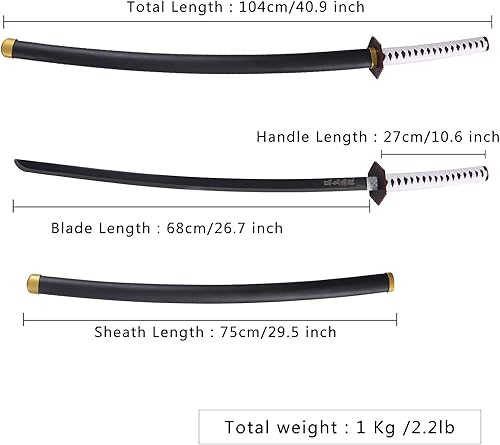 Vista 60 de Bowen - Espada de anime Demon Slayer, Tanjirou Rengoku Samurai, 40.5 pulgadas de acero al carbono real Espada Inosuke 2 piezas
