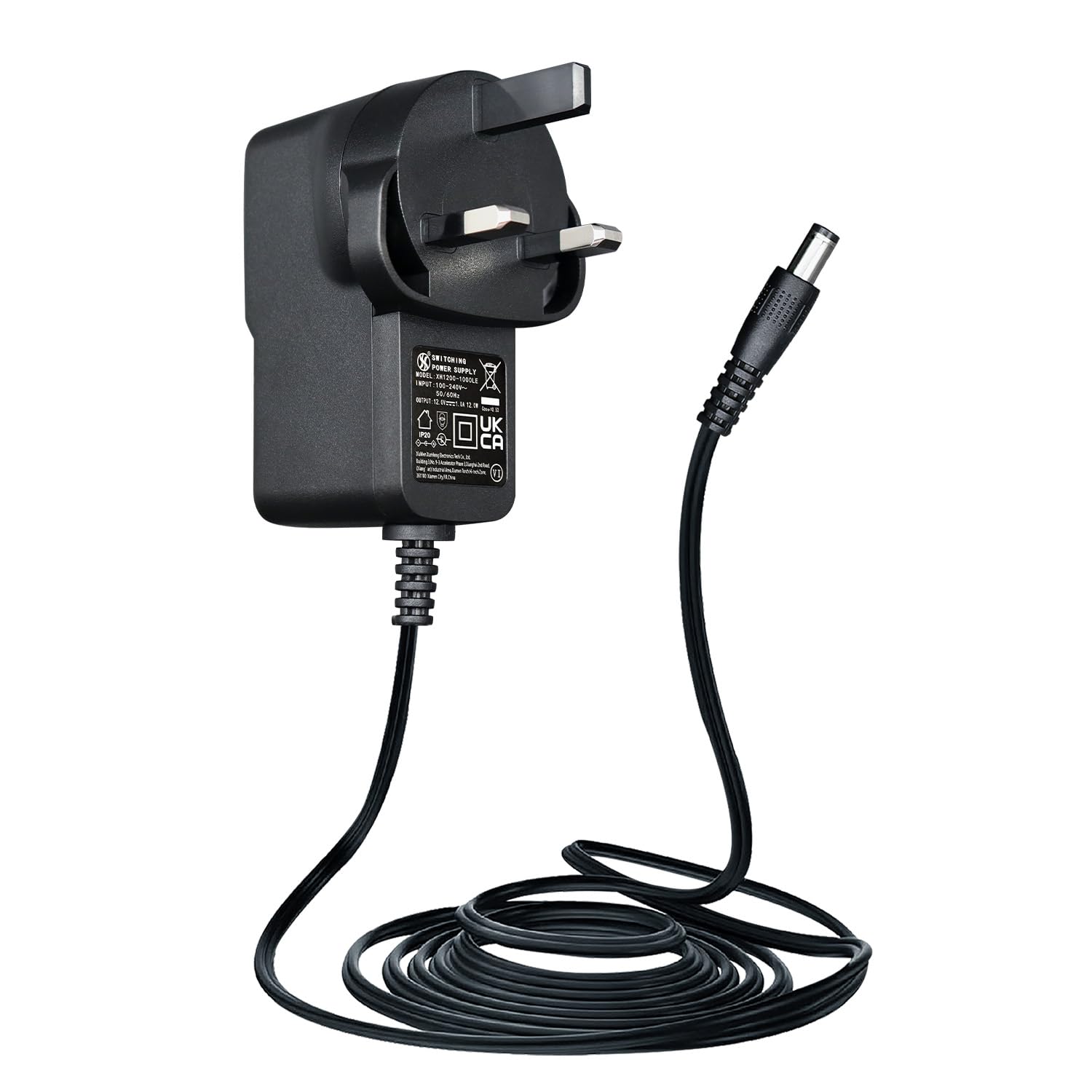 12V 1A/1000mA 3M Extra Long Power Supply Adapter, AC 100-240V to DC 12V 1A 12W Switching Adapter 5.5x2.1mm Wall Plug for LED Strip Lights,Surveillance Cameras,Router and More,UKCA Certified