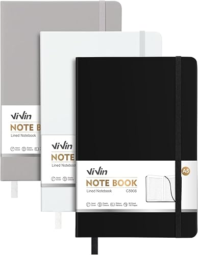 Miniatura 25 de ViVin Cuadernos rayados para trabajo, 192 páginas, tamaño mediano de 5.5 x 8.3 pulgadas, con rayas universitarias, cuadernos A5 de tapa dura para