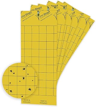 Yellow Sticky Fly Traps, Fly Paper for Control against Fungus Gnats, Whiteflies, Aphids, Leafminers - 10x25cm, Ties Included 20 Pack