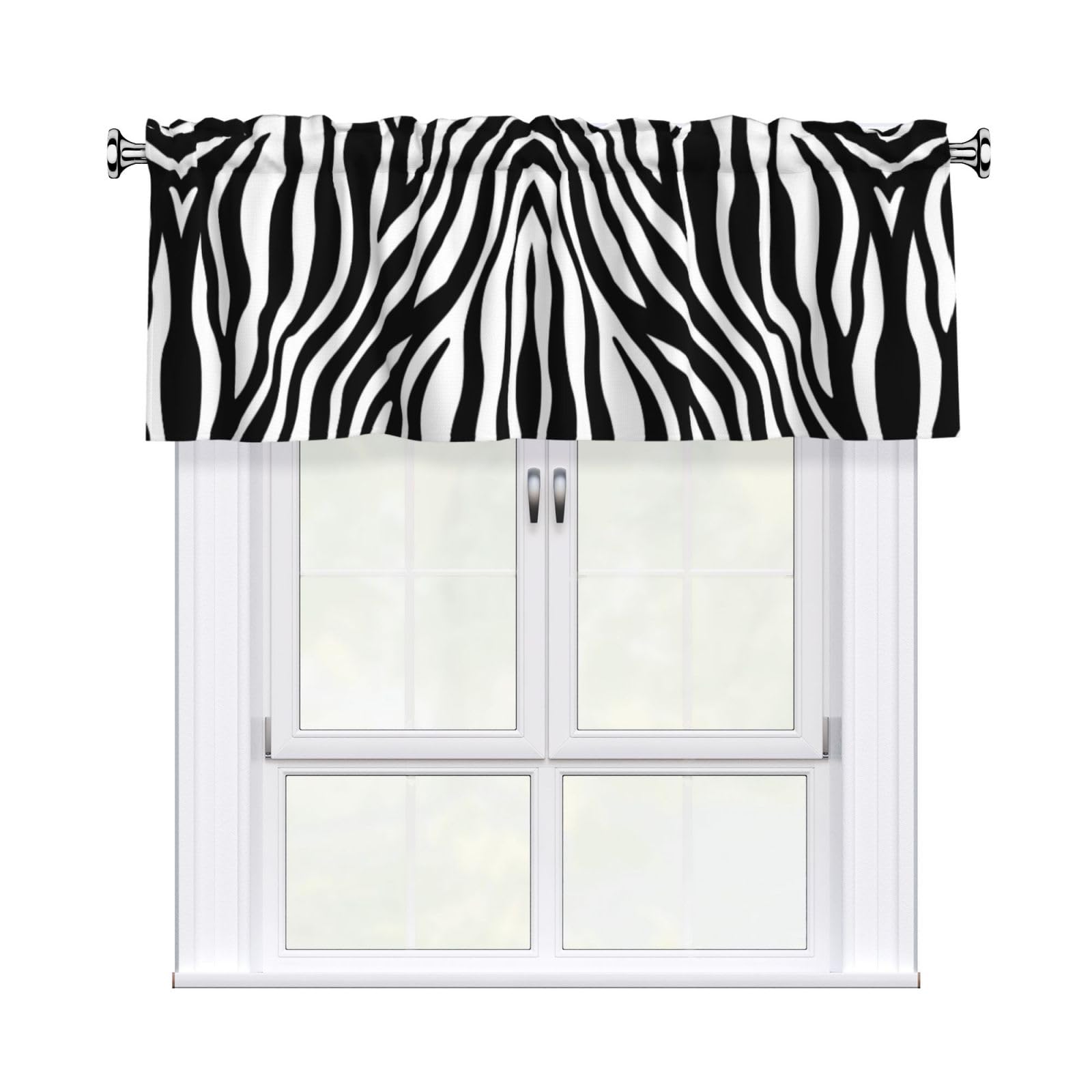 YYHHAOFA Zebra fine lines Prints Durable Kitchen Window Layer – 54x18 Inch 100% Polyester Valance with Precision Construction