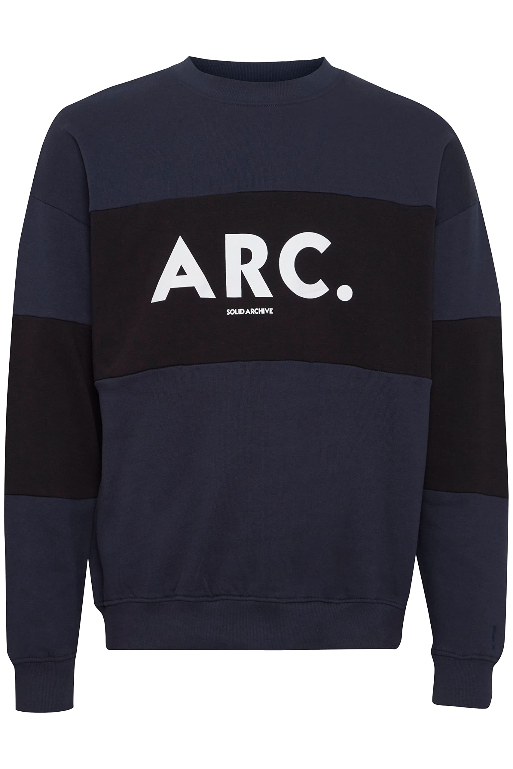 !Solid SDCaius Herren Sweatshirt Pullover Pulli mit Rundhalsausschnitt O-Neck Color Block Design Print