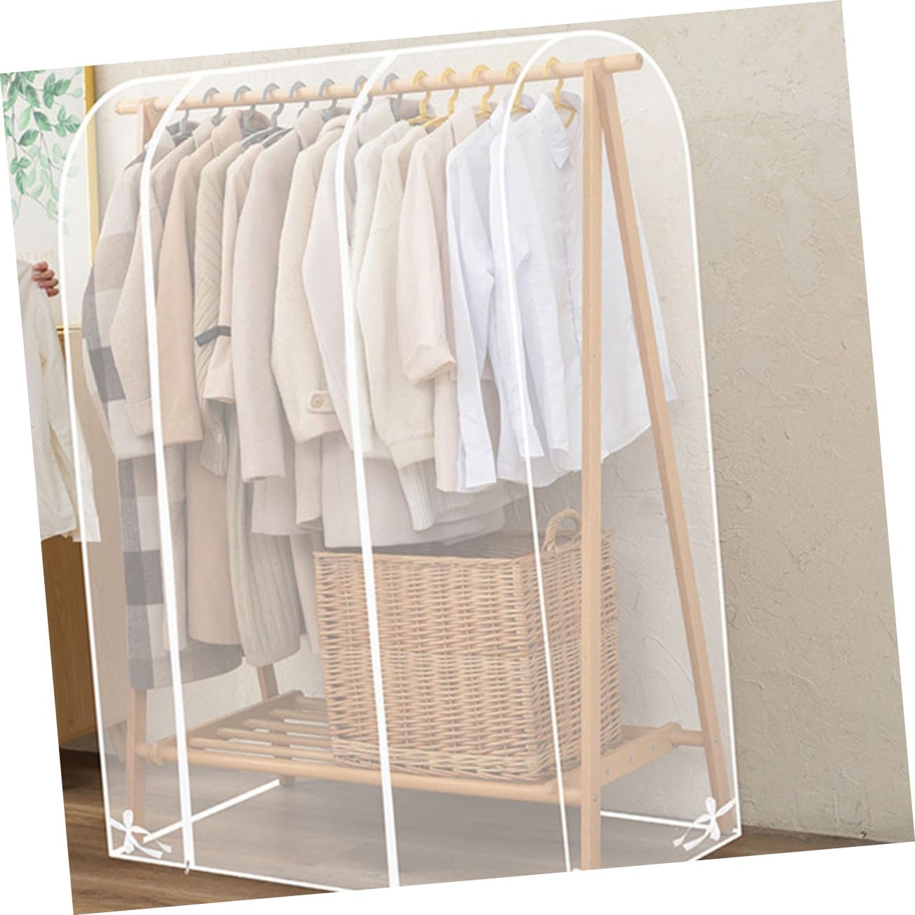 Hohopeti Copertura Antipolvere Trasparente in Plastico Leggera e Portatile per Bastone Porta Abiti per Stand Appendiabiti e Armadi Moderni