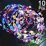 ❤ Coronas de flores LED de moda: Excelente artesanía y coronas de flores exquisitamente elaboradas con diadema LED iluminada por LED hacen que se destaque en la fiesta.