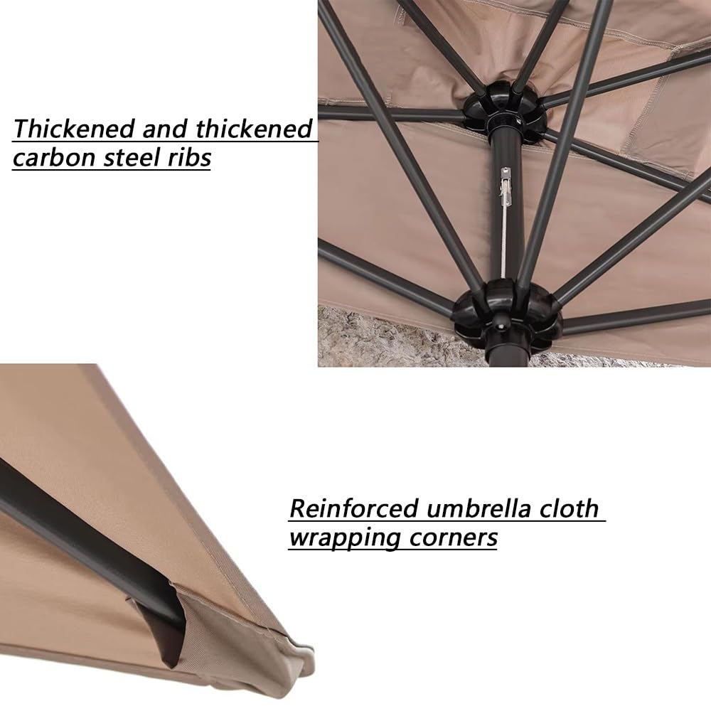 Parasol tarasowy 6,5' x 3' pół - parasol na stół targowy z podnośnikiem korbowym zewnętrzna osłona przeciwsłoneczna na taras i ogród 8' x 4' (biały 250 x 130 cm) - trwały i stylowy