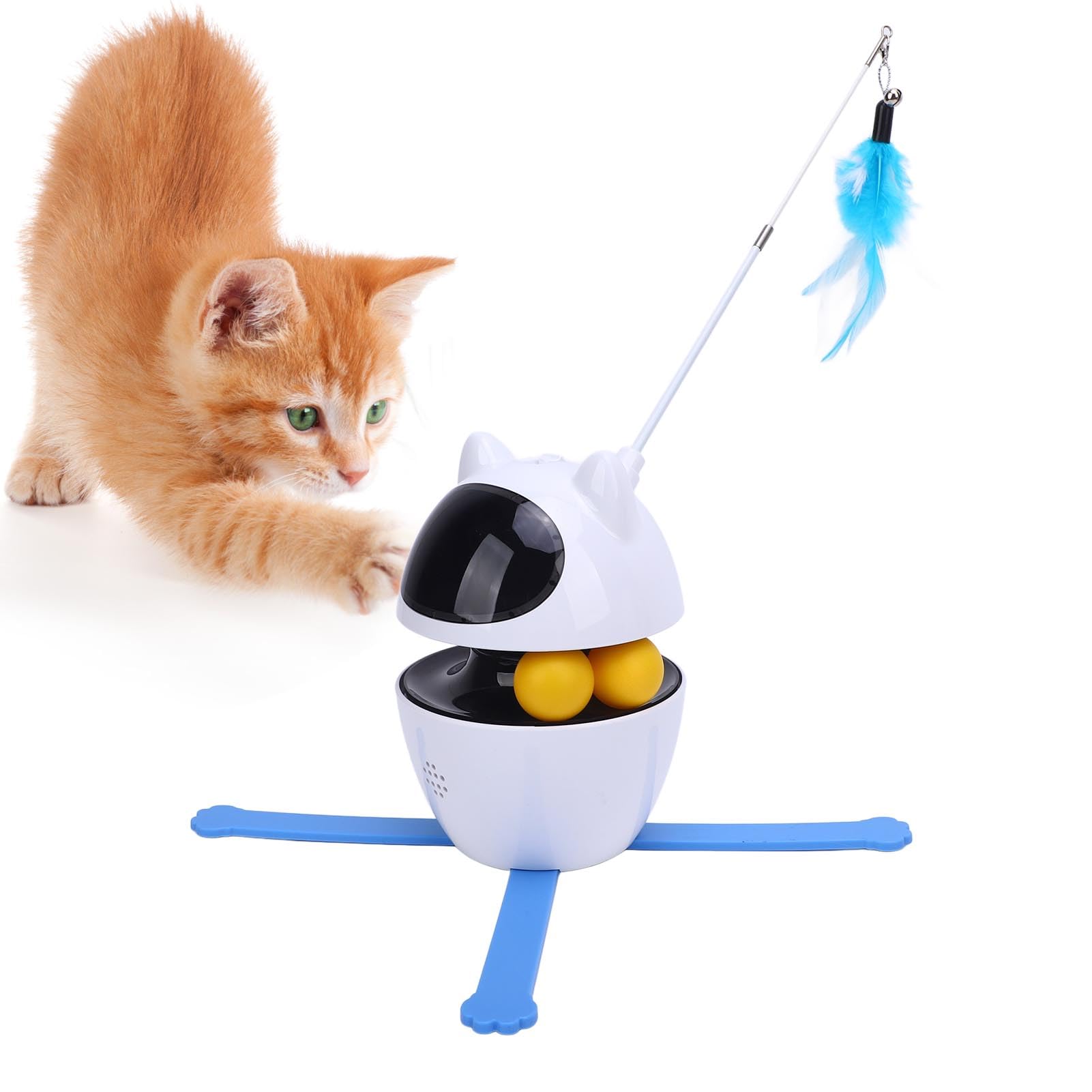 EMUKOEP Giocattolo Interattivo per Gatti con 3 modalità di Rotazione, Giocattolo Automatico Intelligente per Case con più Gatti