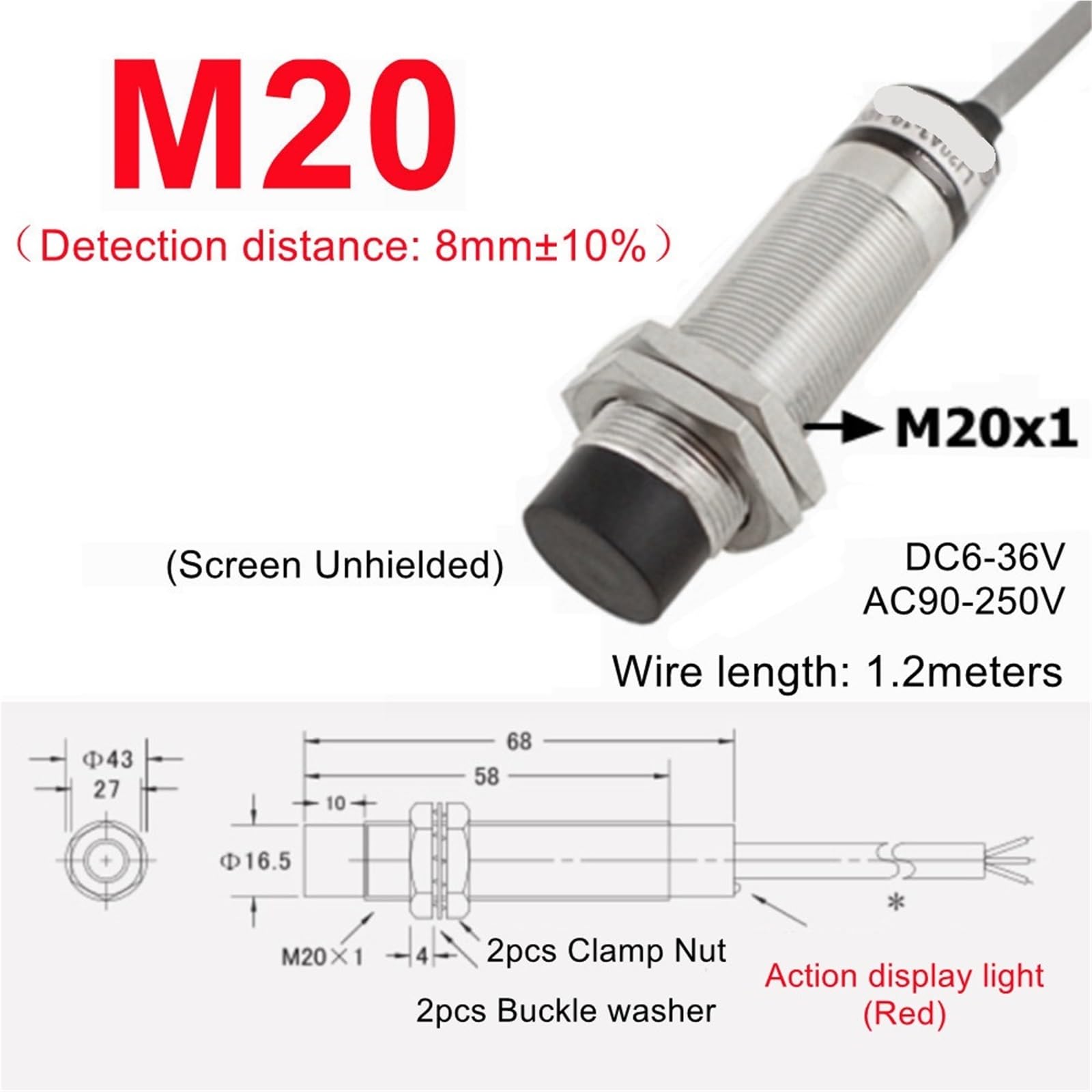 1 szt. czarny przełącznik zbliżeniowy indukcyjny czujnik zbliżeniowy NPN/PNP DC 6-36V czujnik podejścia 4 mm 6 mm M5 M10(M22(shielded), DC PNP NO i NC)