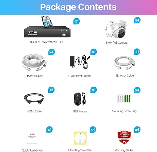 Miniatura 9 de ZOSI Sistema de cámara de seguridad PoE 4K Spotlight con detección de vehículos personales, audio de 2 vías, visión nocturna a color, 8 puertos 16CH