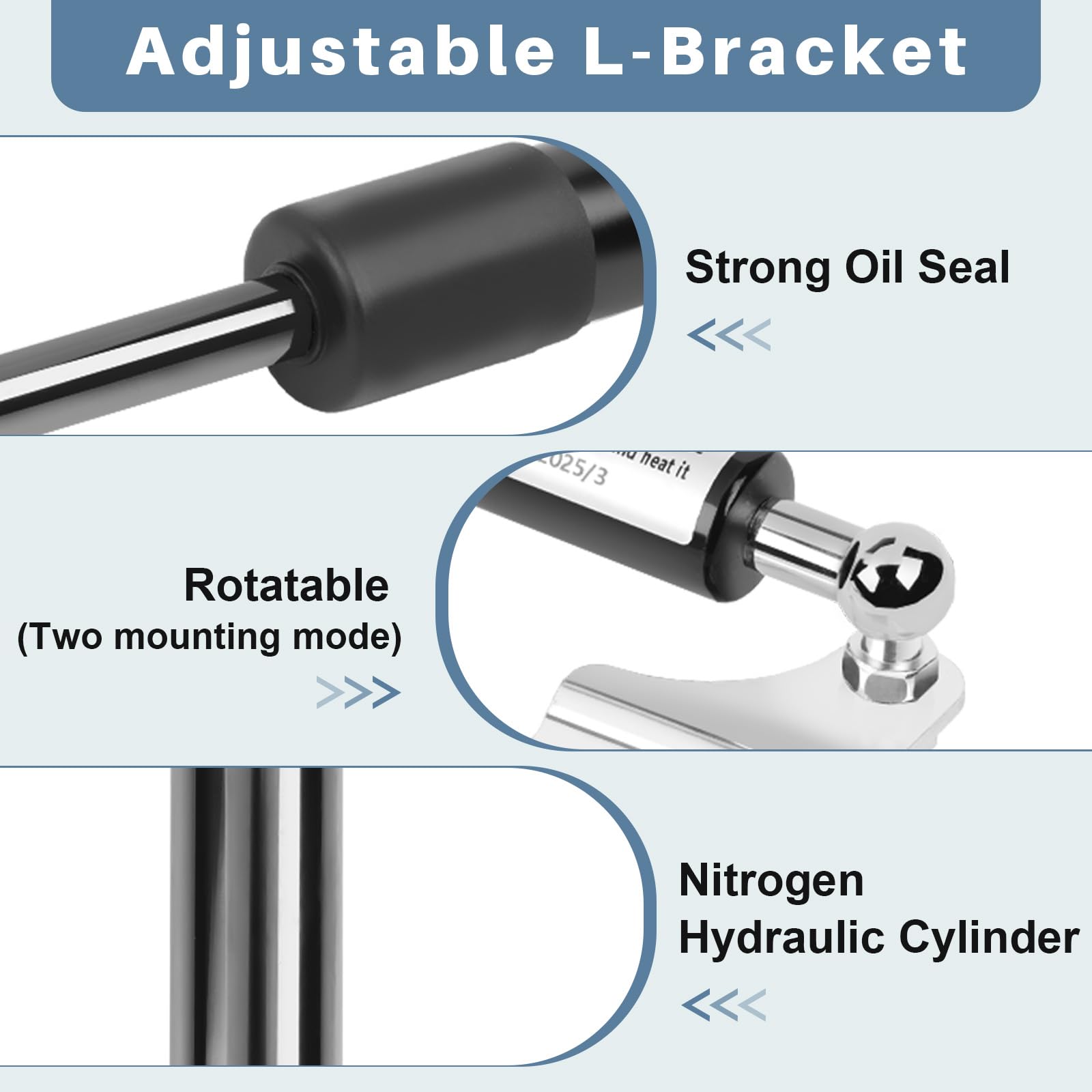 Vérins à Gaz De 500 Mm, 450 N/45 Kg, 2 Ressorts De Levage