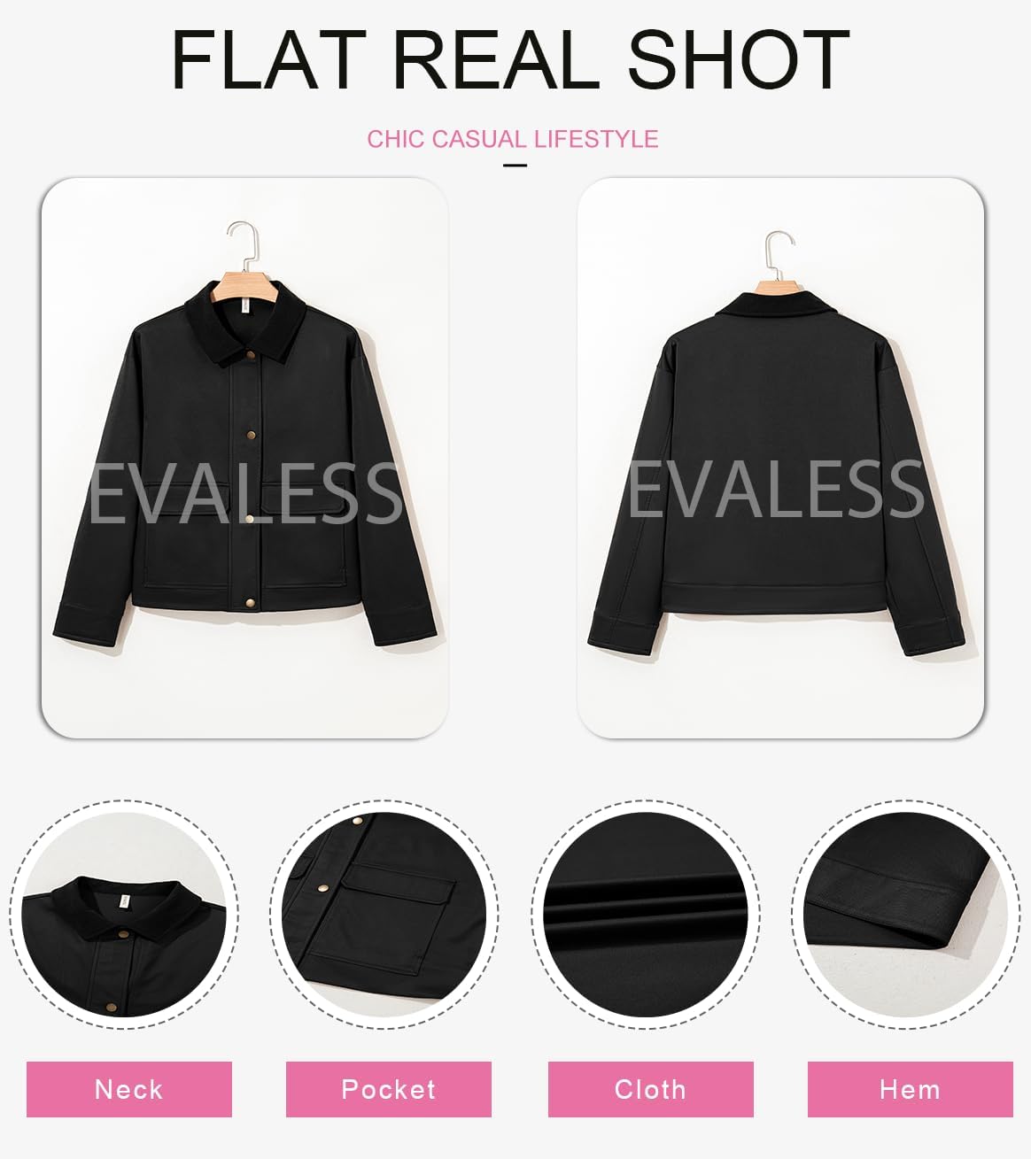 EVALESS Jackets for Women Fall Fashion 2025 Lightweight Coat Button Down Cropped Shackets With Pockets - Image 6