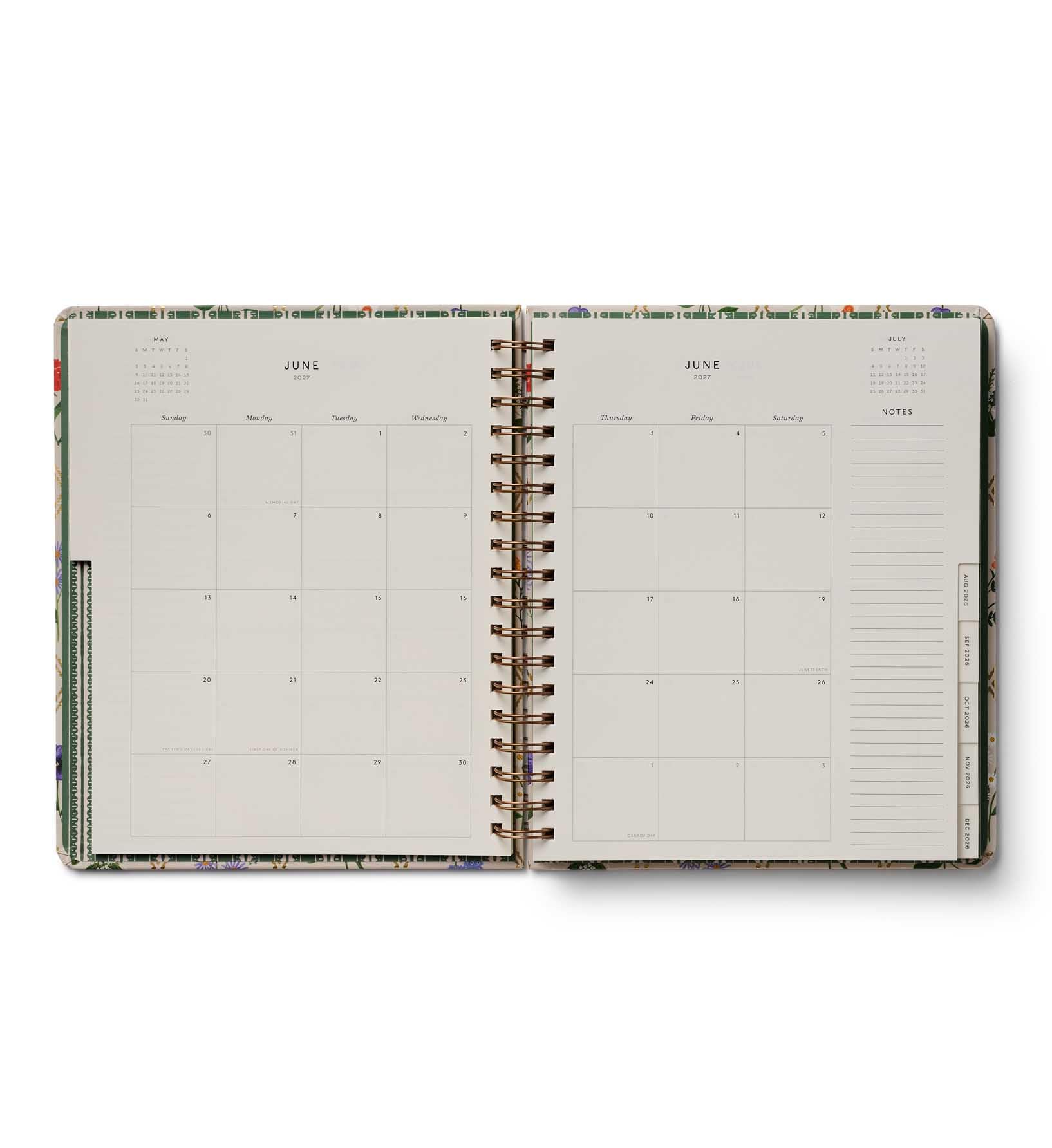 RIFLE PAPER CO. Agenda accademica 2027 con copertina rigida a spirale, 17 mesi, da agosto 2026 a dicembre 2027, 25,4 cm di lunghezza x 21,6 cm di larghezza, pagine settimanali e mensili, citazioni