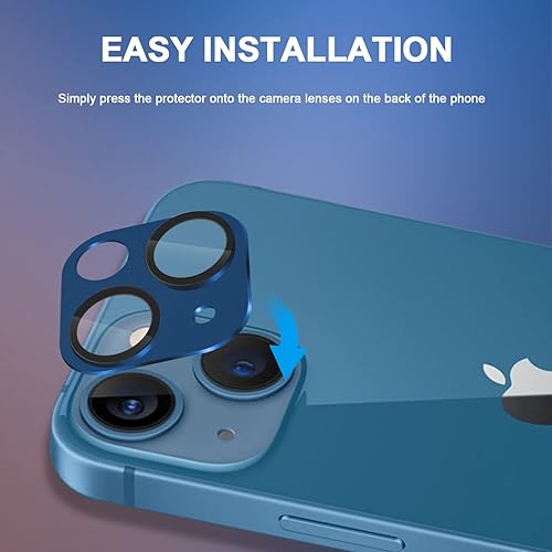 Miniatura 2 de Orzero Paquete de 2 protectores de lente de cámara premium compatibles con iPhone 13 Mini, iPhone 13, metal y vidrio templado HD antiarañazos,