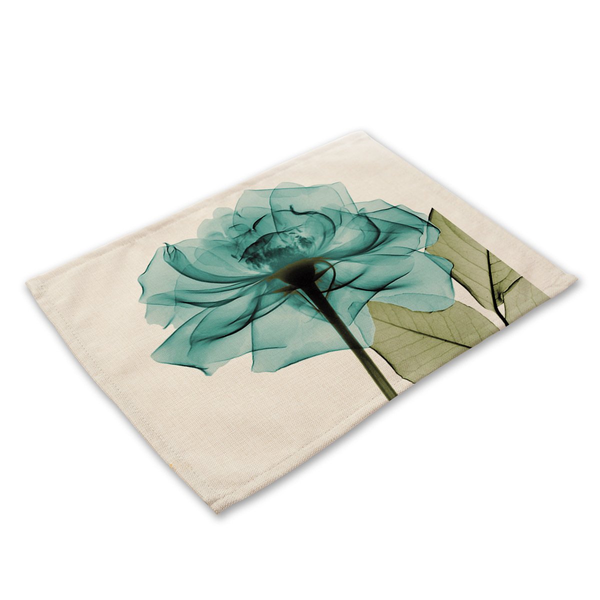 Plant Series Cotton Linen Placemats, Heat Resistant, Non-Slip, Washable Placemats, Easy Clean Placemats 42x32cm IO 2PCS