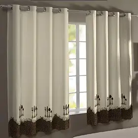Kit Cortina de Cozinha Para Varão de até 35mm com Ilhos Promocão tamanho 3,00 X 1,50 Ideal paraVitros de 2 metros
