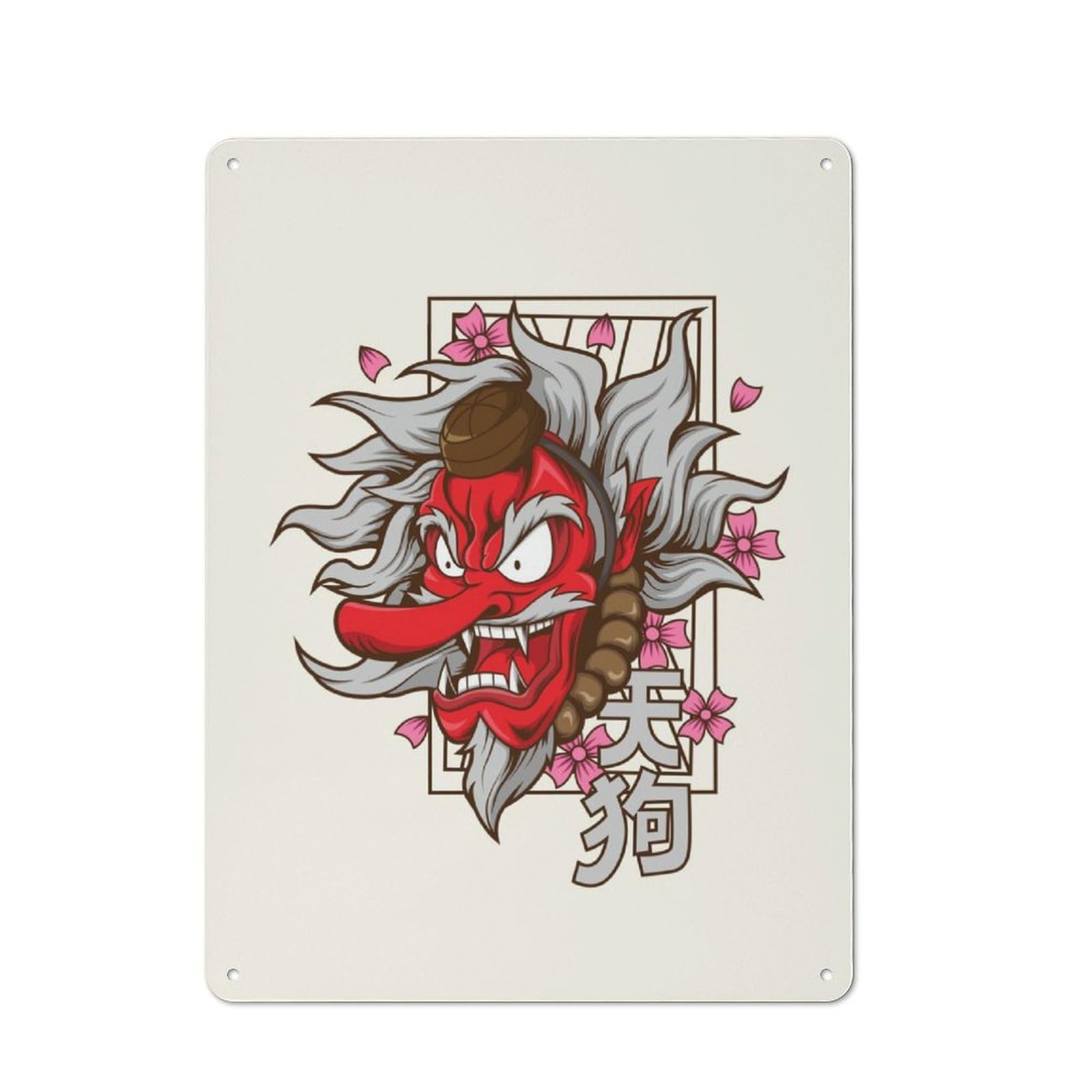 Junmoney Tengu Metal Sign 40X30cm With For Workshop Wall, Rustic Decor, For Collectors Decorating Workshops And Hobby Rooms