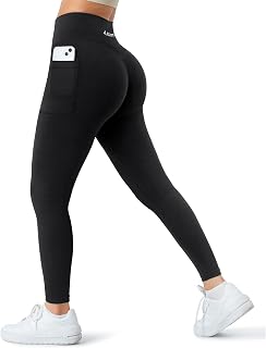 Women Seamless Workout Leggings with Pockets Scrunch Butt Lifting Gym Leggings High Waisted Yoga Pants