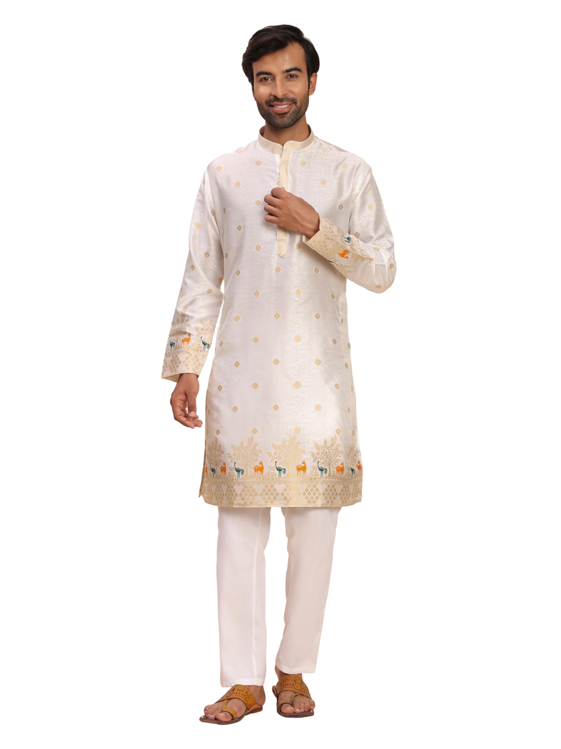 pro-ethic style developer Men's Embroidery Cotton Kurta and Trousers Set for Wedding & Festive Outfit | Mandarin Collar (A-136)-picture-19