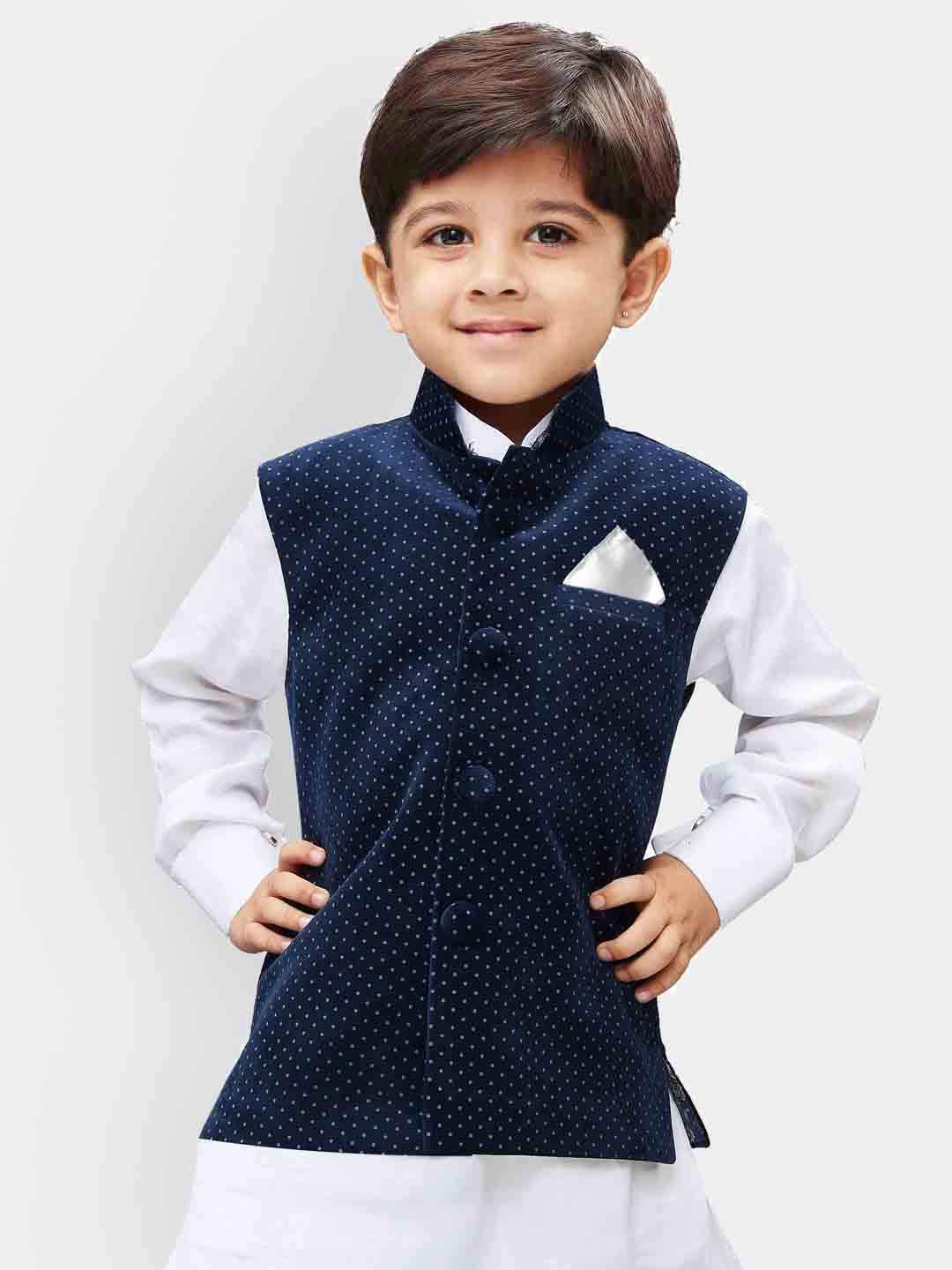 Jbn Creation Boys' Navy Blue Velvet Nehru Jacket_Vasbjbu014_28